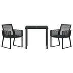 Conjunto de Comedor de Jardín 3 pcs Negro