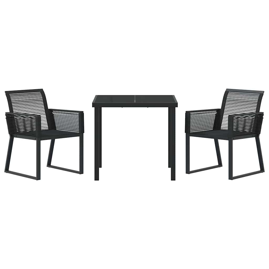 Conjunto de Comedor de Jardín 3 pcs Negro