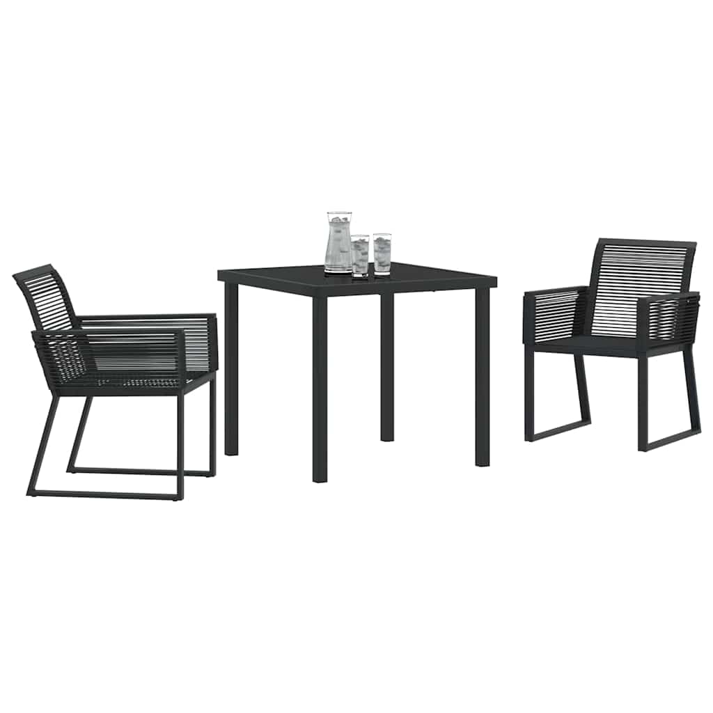 Conjunto de Comedor de Jardín 3 pcs Negro