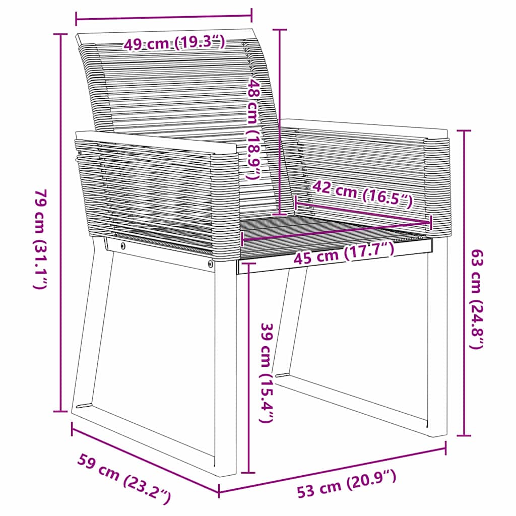 Conjunto de Comedor de Jardín 3 pcs Negro