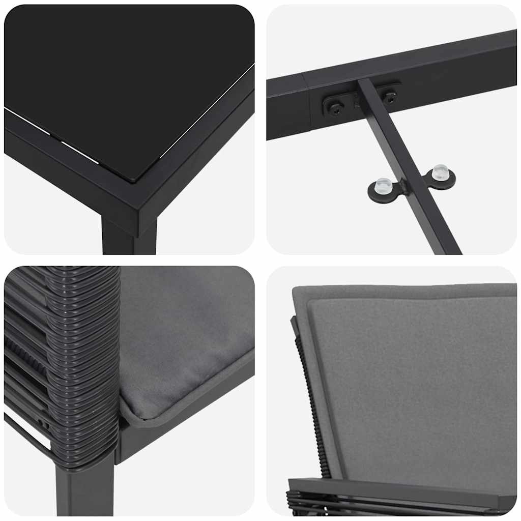 Conjunto de Comedor de Jardín 3 pcs Negro