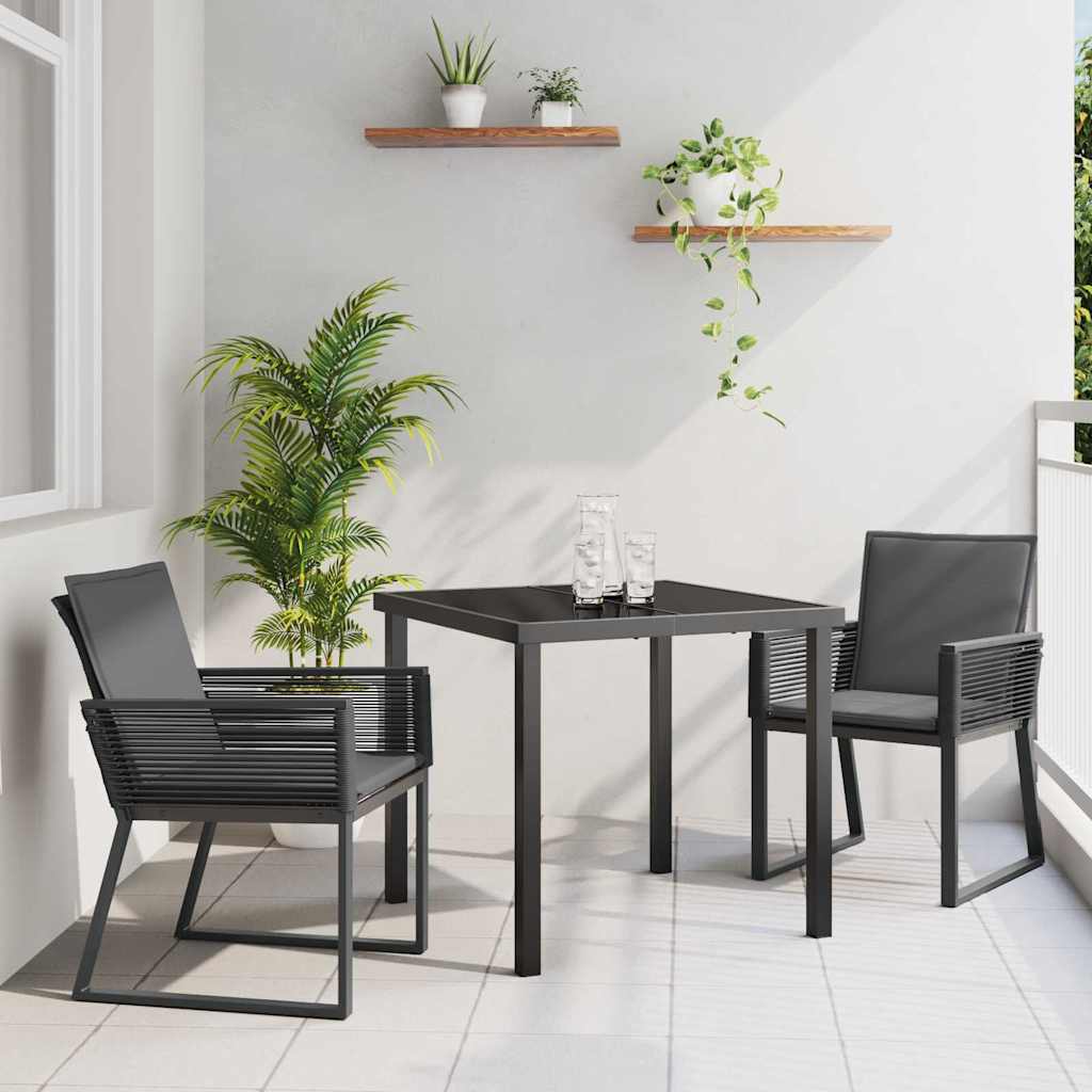 3-piece Black Outdoor Dining Set