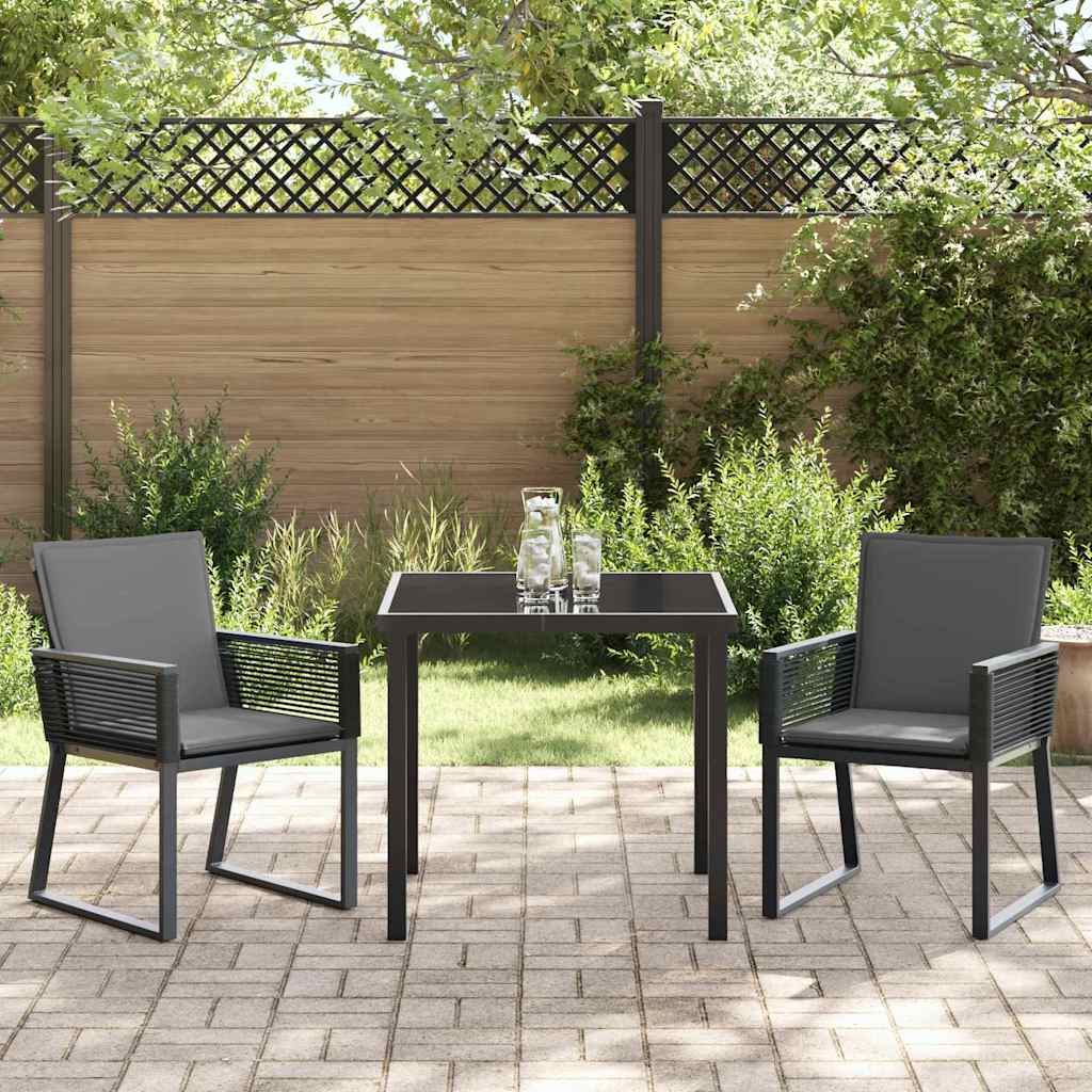 Conjunto de Comedor de Jardín 3 pcs Negro
