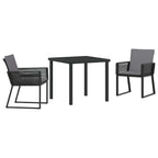Conjunto de Comedor de Jardín 3 pcs Negro