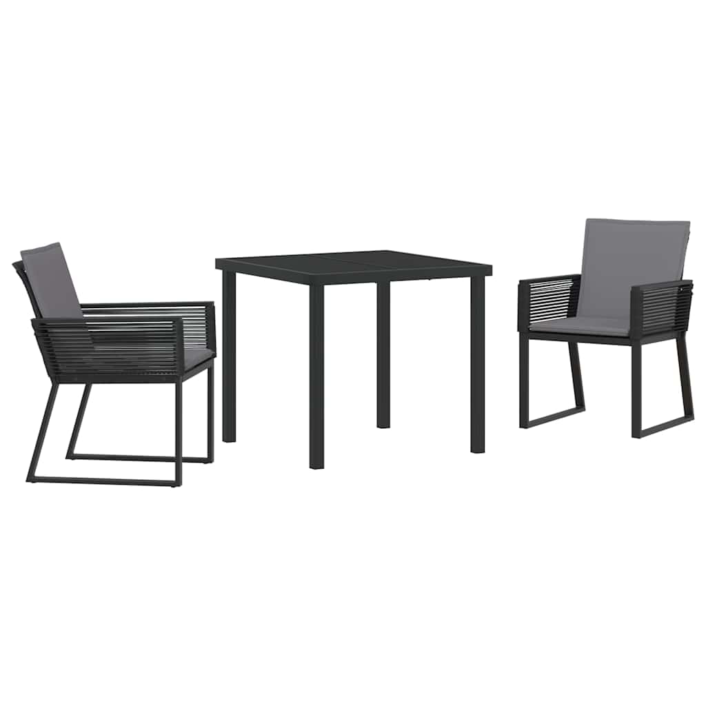 Conjunto de Comedor de Jardín 3 pcs Negro
