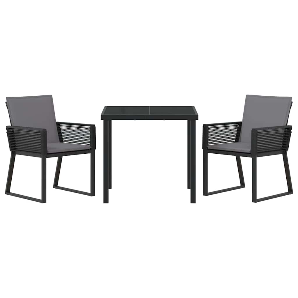 Conjunto de Comedor de Jardín 3 pcs Negro