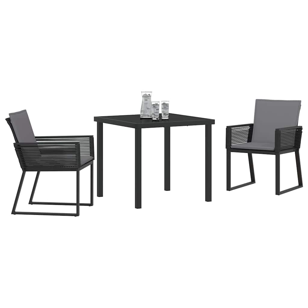Conjunto de Comedor de Jardín 3 pcs Negro
