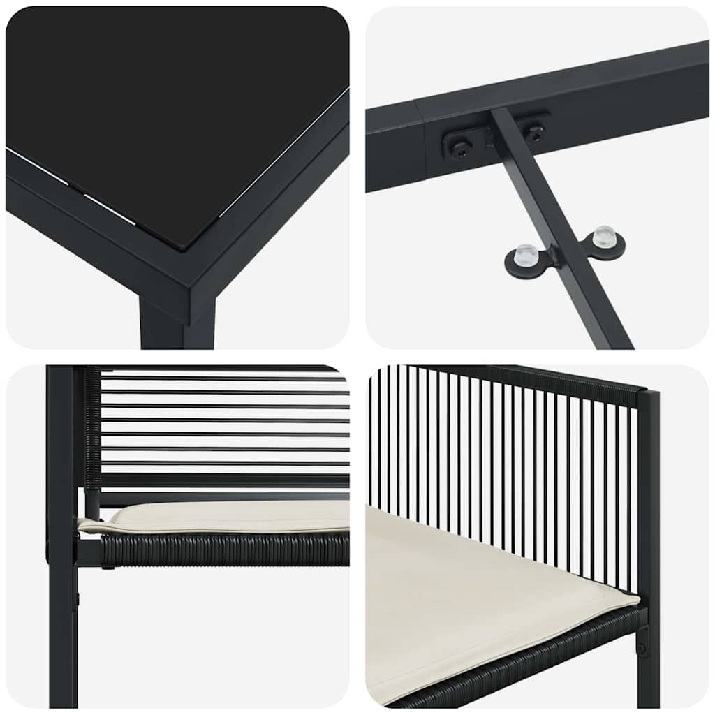 Conjunto de Comedor de Jardín 5 pcs Negro ratán sintético