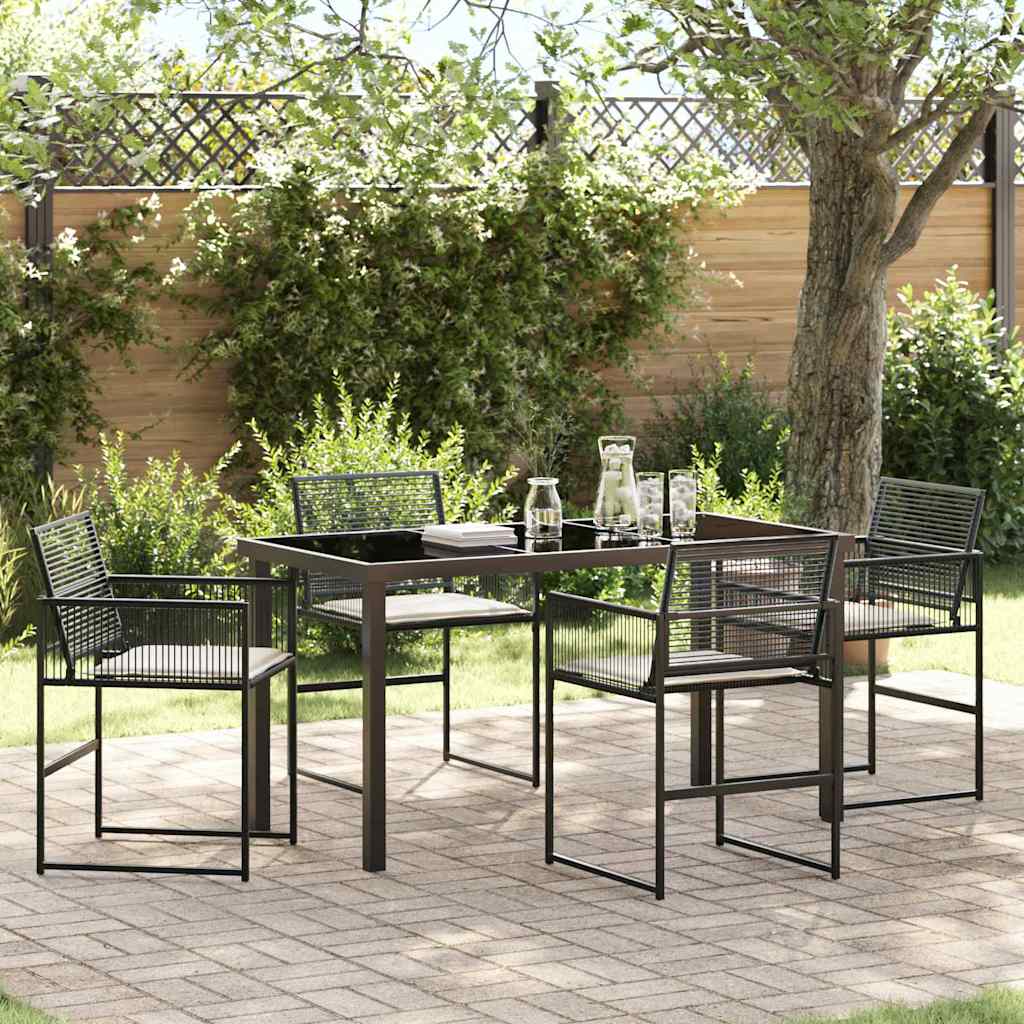 Conjunto de Comedor de Jardín 5 pcs Negro ratán sintético