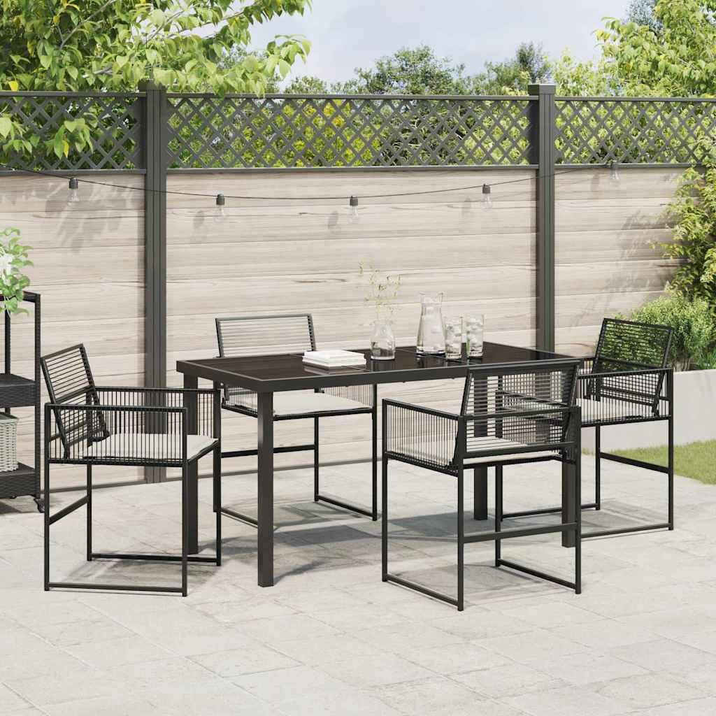 Conjunto de Comedor de Jardín 5 pcs Negro ratán sintético