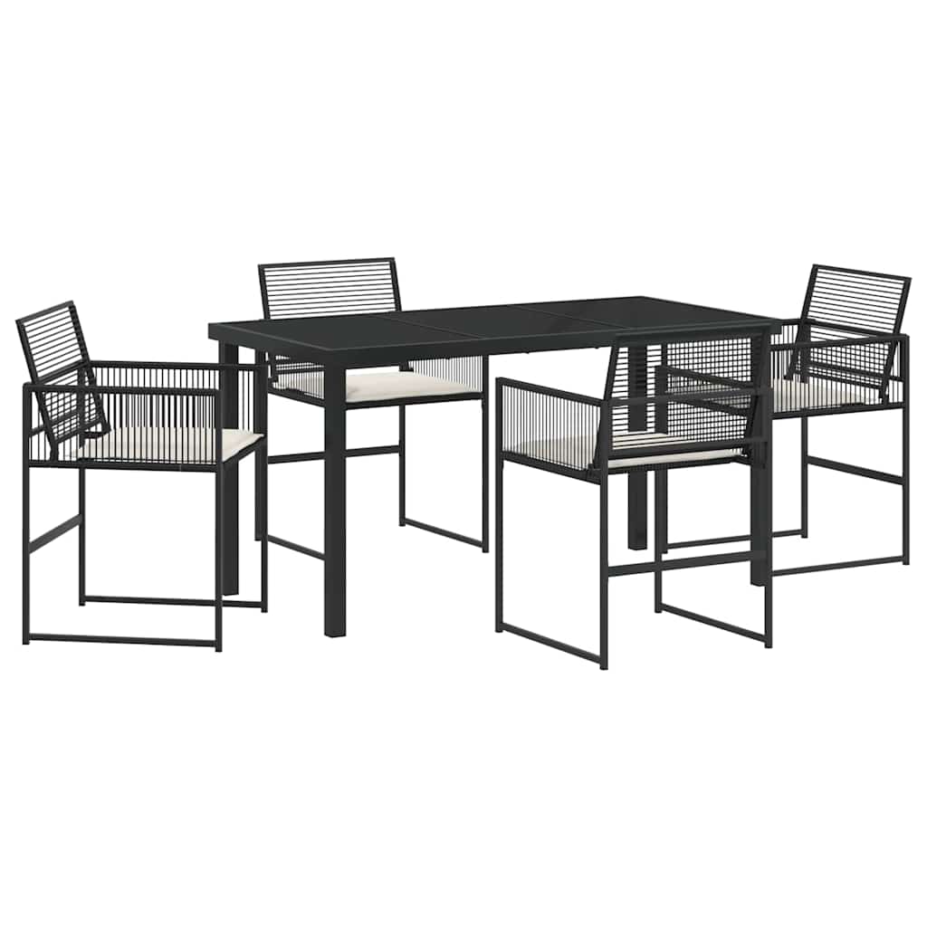 Conjunto de Comedor de Jardín 5 pcs Negro ratán sintético