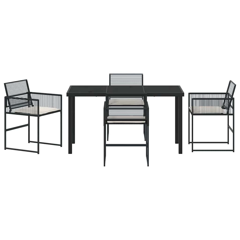Conjunto de Comedor de Jardín 5 pcs Negro ratán sintético