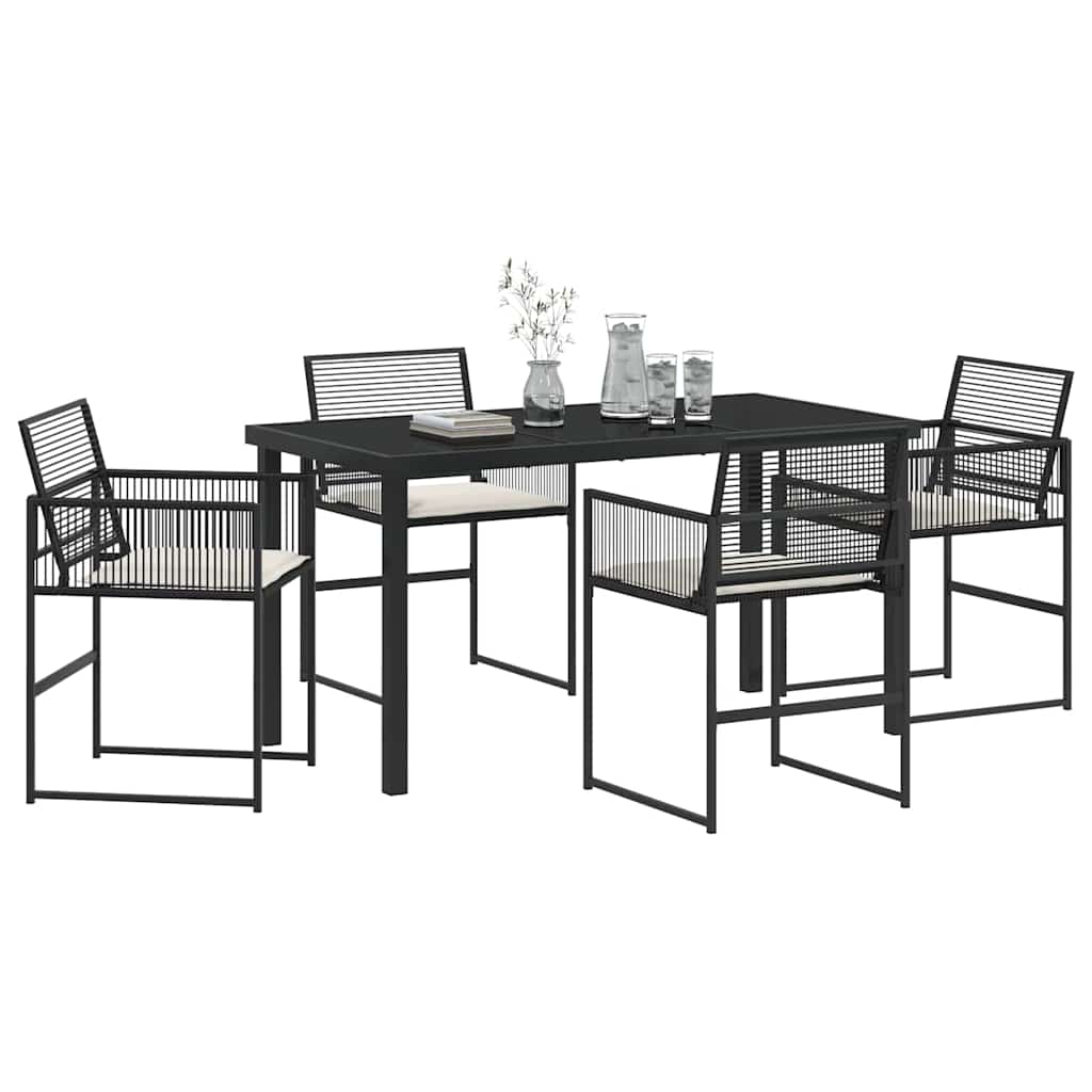 Conjunto de Comedor de Jardín 5 pcs Negro ratán sintético