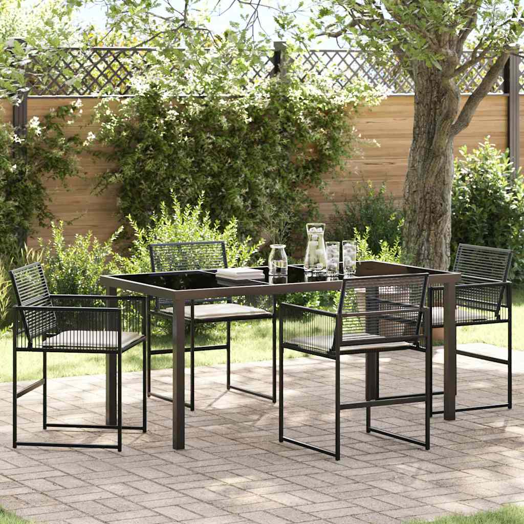 Conjunto de Comedor de Jardín 5 pcs Negro ratán sintético