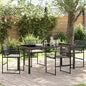 Conjunto de jantar de jardim 5 peças preto vime sintético