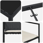 Conjunto de Comedor de Jardín con cojín 5 pcs Negro y crema