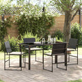 Conjunto de Comedor de Jardín con cojín 5 pcs Negro y crema