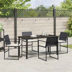 Conjunto de Comedor de Jardín con cojín 5 pcs Negro y crema