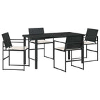 Conjunto de Comedor de Jardín con cojín 5 pcs Negro y crema
