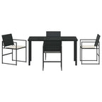 Conjunto de Comedor de Jardín con cojín 5 pcs Negro y crema