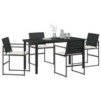 Conjunto de Comedor de Jardín con cojín 5 pcs Negro y crema