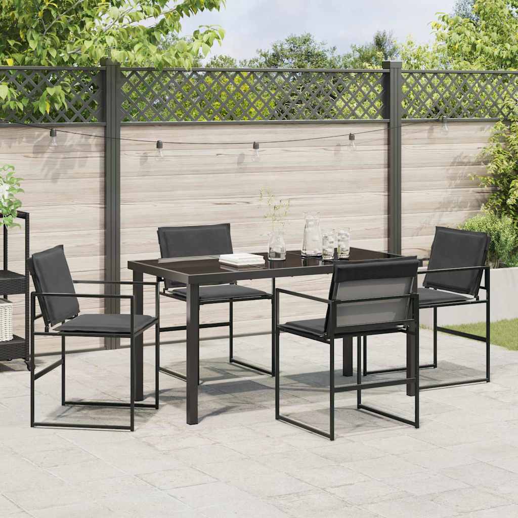 Conjunto de Comedor de Jardín 5 pcs Negro 140 x 70 x 73 cm