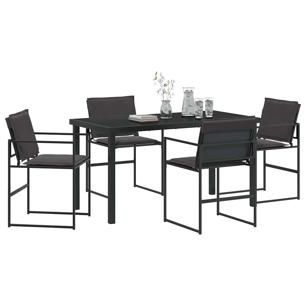Conjunto de Comedor de Jardín 5 pcs Negro 140 x 70 x 73 cm