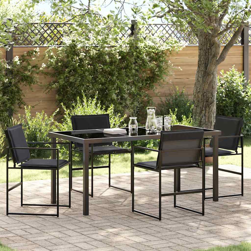5-piece Garden Dining Set Black 140 x 70 x 73 cm