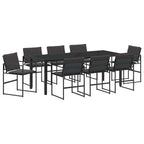 Conjunto de Comedor de Jardín 9 pcs Negro 200 x 80 x 73 cm