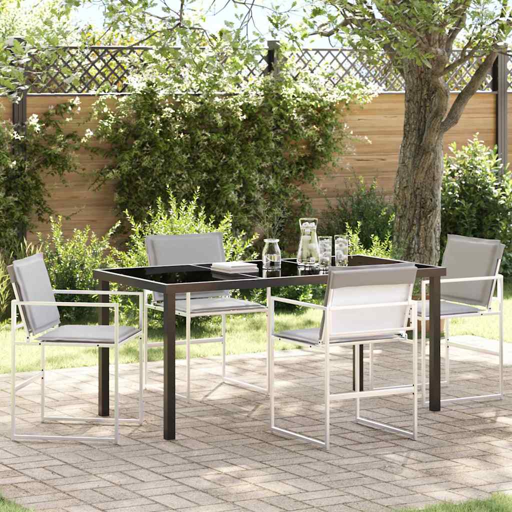 5-Piece Garden Dining Set White 140 x 70 x 73 cm