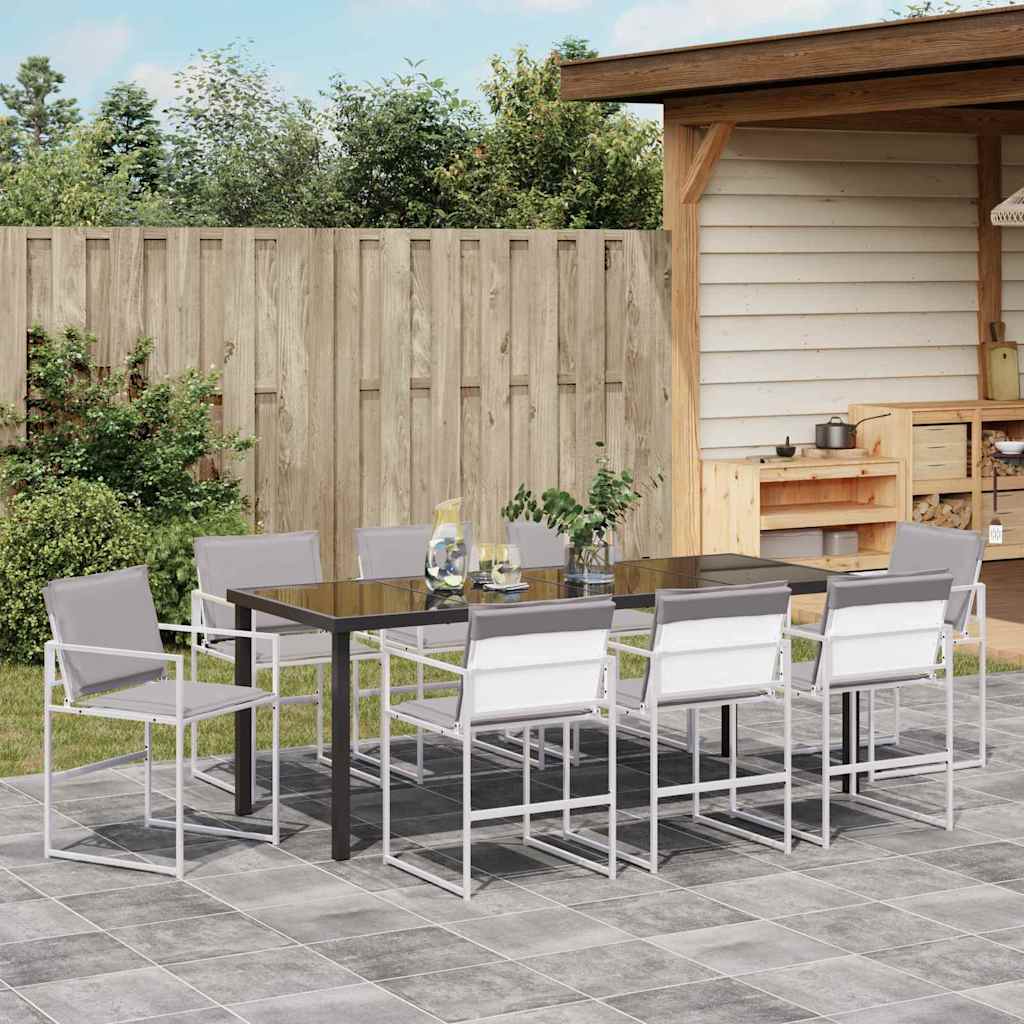Conjunto de Comedor de Jardín 9 pcs Blanco 200 x 80 x 73 cm