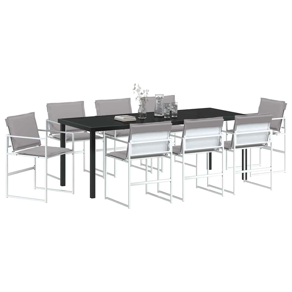 Conjunto de Comedor de Jardín 9 pcs Blanco 200 x 80 x 73 cm