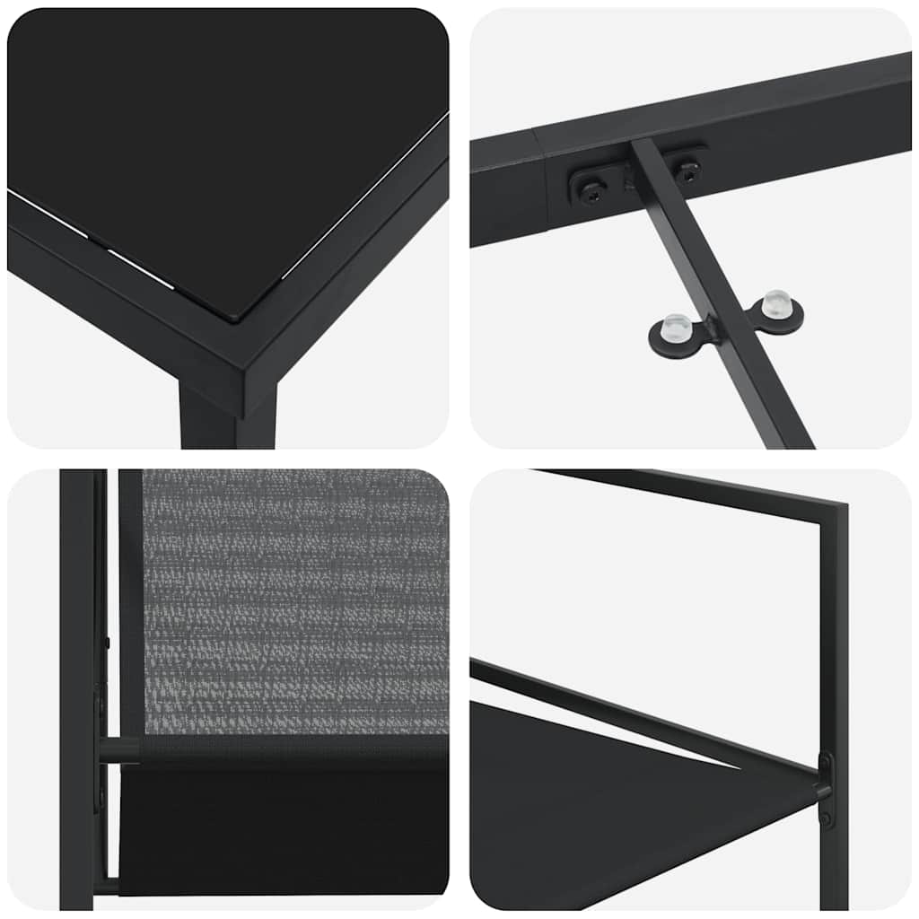 Conjunto de Comedor de Jardín 5 pcs Negro Textileno y acero