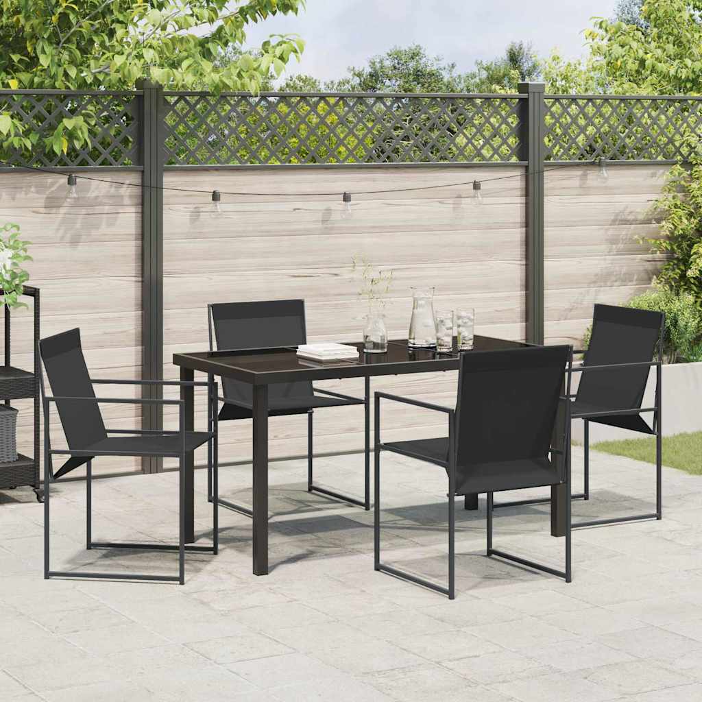 Conjunto de Comedor de Jardín 5 pcs Negro Textileno y acero