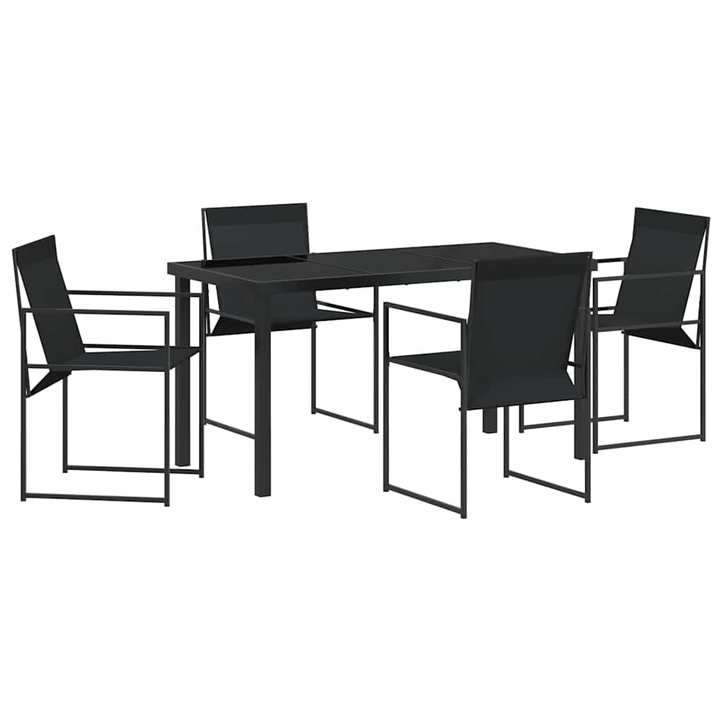 Conjunto de Comedor de Jardín 5 pcs Negro Textileno y acero