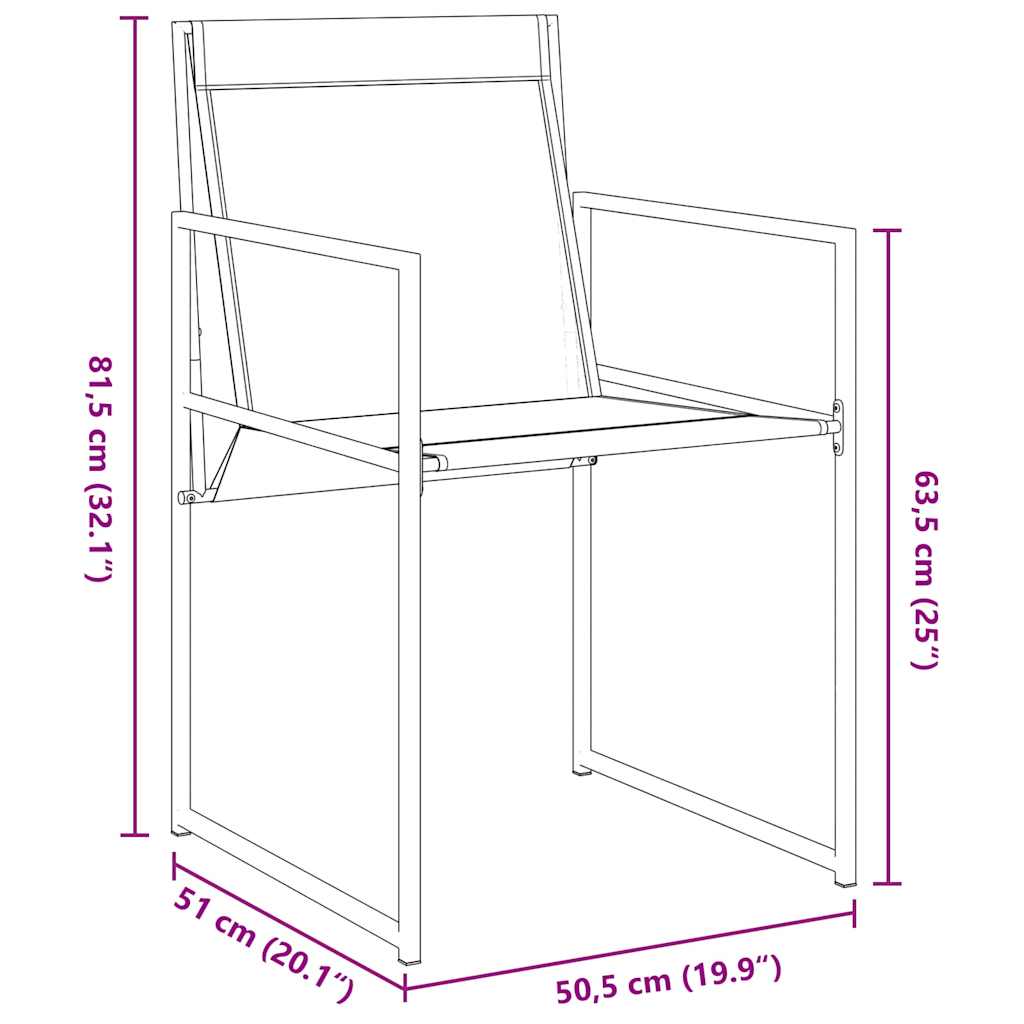 Conjunto de Comedor de Jardín 5 pcs Negro Textileno y acero
