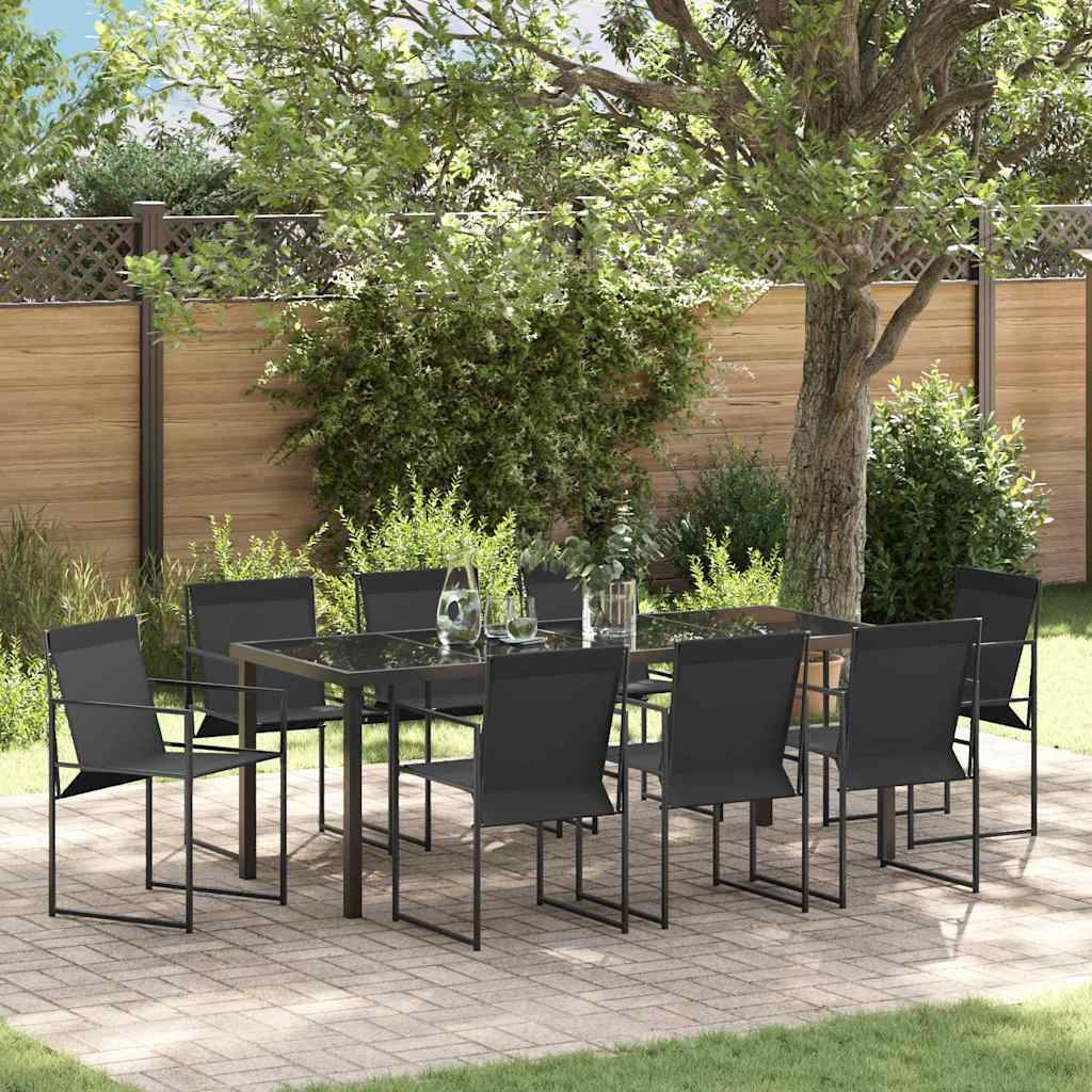 Conjunto de Comedor de Jardín 5 pcs Negro Textileno y acero