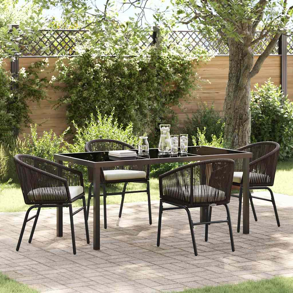 Conjunto de Refeição de Jardim 11 Peças Preto Aço