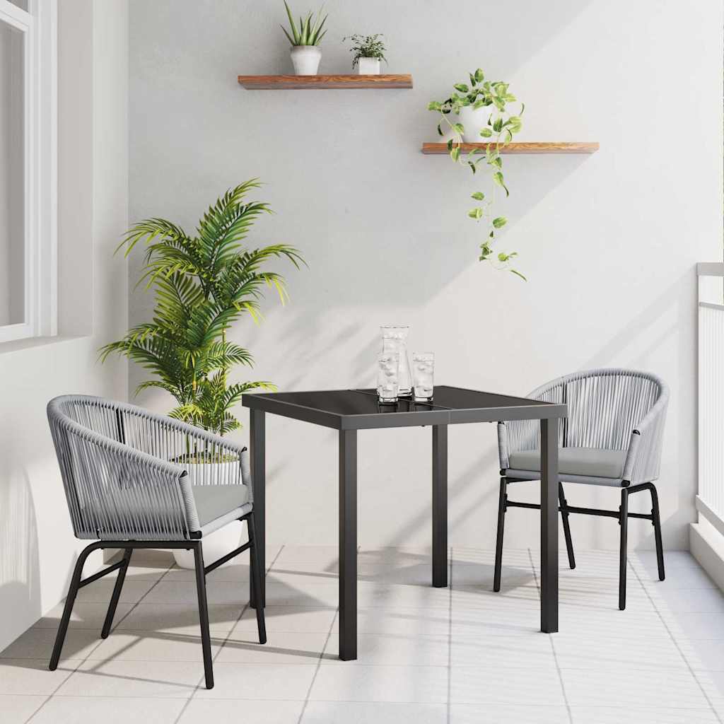 Conjunto de Refeição de Jardim 11 Peças Preto Aço