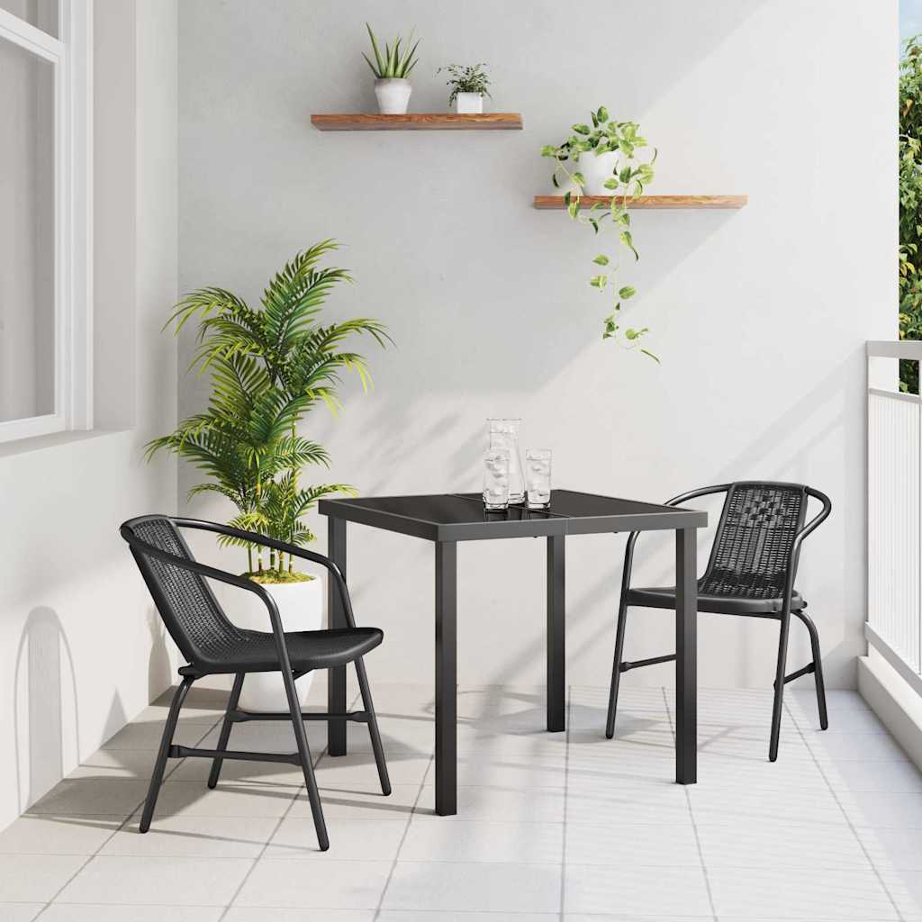 Conjunto de Comedor de Jardín 3 pcs Marrón ratán sintético