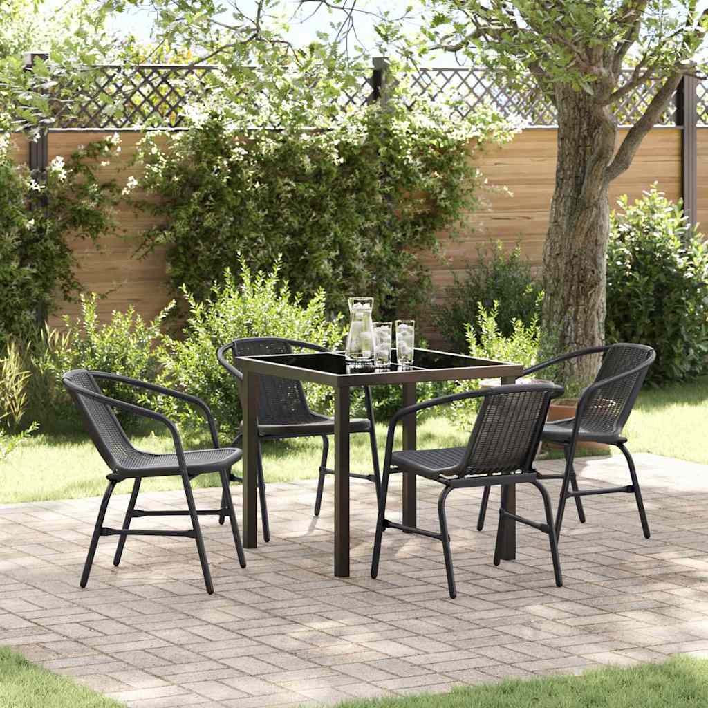 Conjunto de Comedor de Jardín 5 pcs Marrón ratán sintético