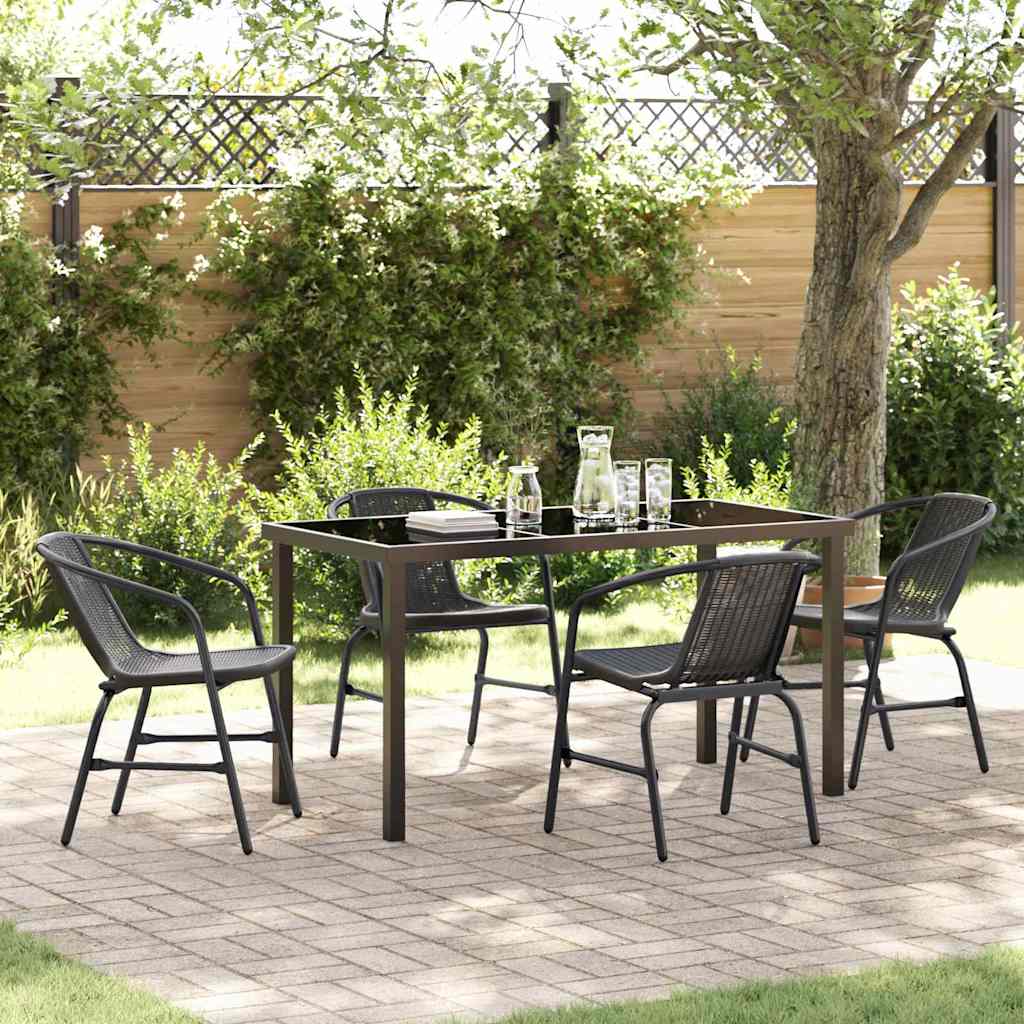 Conjunto de Comedor de Jardín 5 pcs Marrón ratán sintético