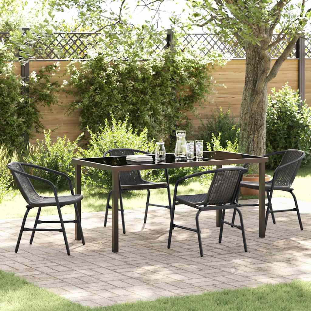 Conjunto de Comedor de Jardín 5 pcs Marrón ratán sintético