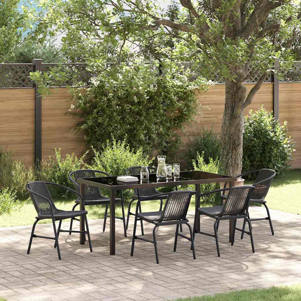 Conjunto de Comedor de Jardín 7 pcs Marrón ratán sintético