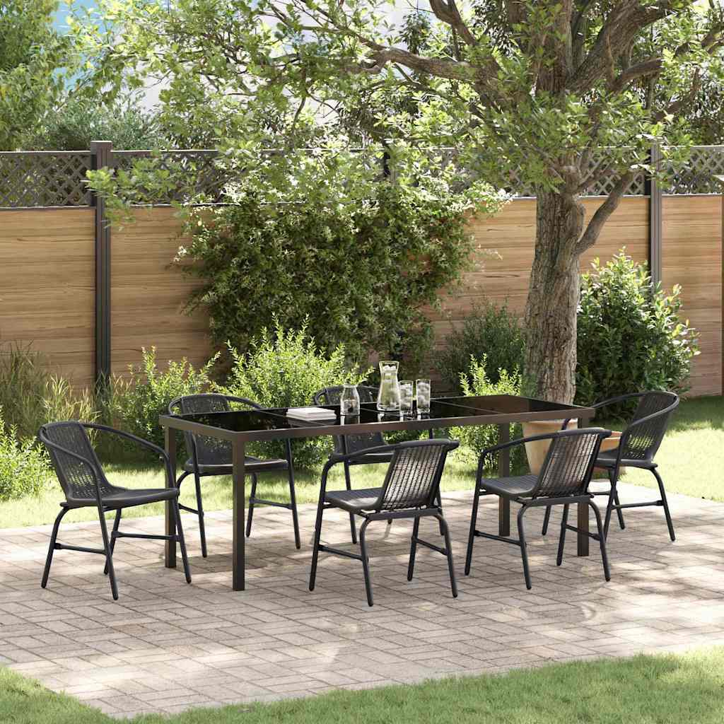 Conjunto de Comedor de Jardín 7 pcs Marrón ratán sintético
