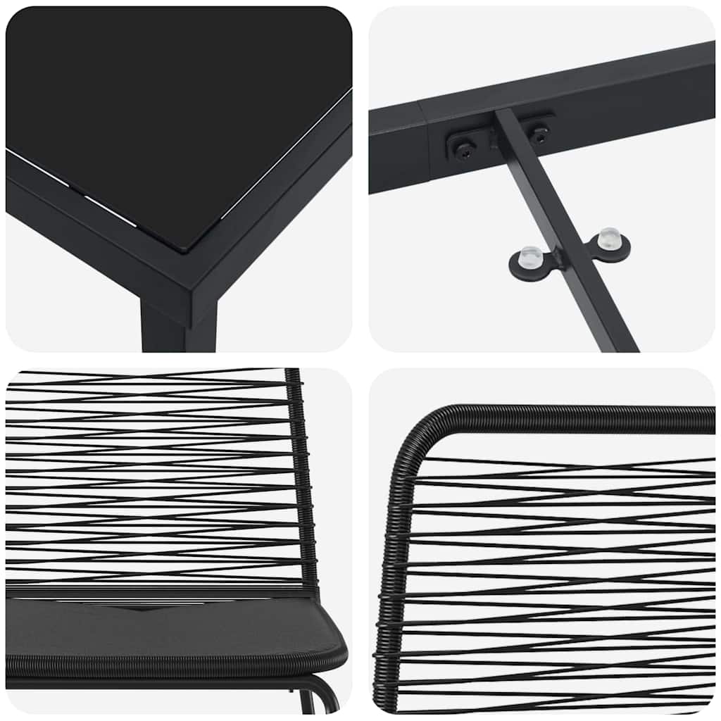 Conjunto de Comedor de Jardín 3 pcs Negro