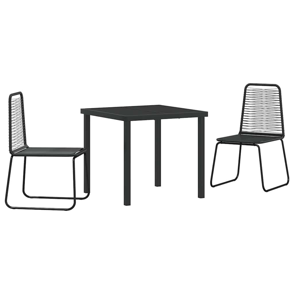 Conjunto de Comedor de Jardín 3 pcs Negro