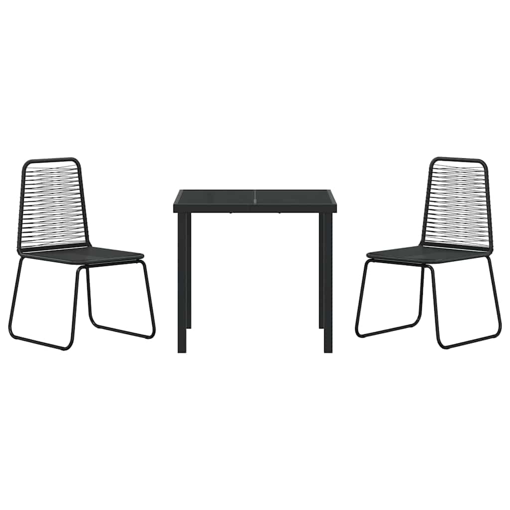 Conjunto de Comedor de Jardín 3 pcs Negro