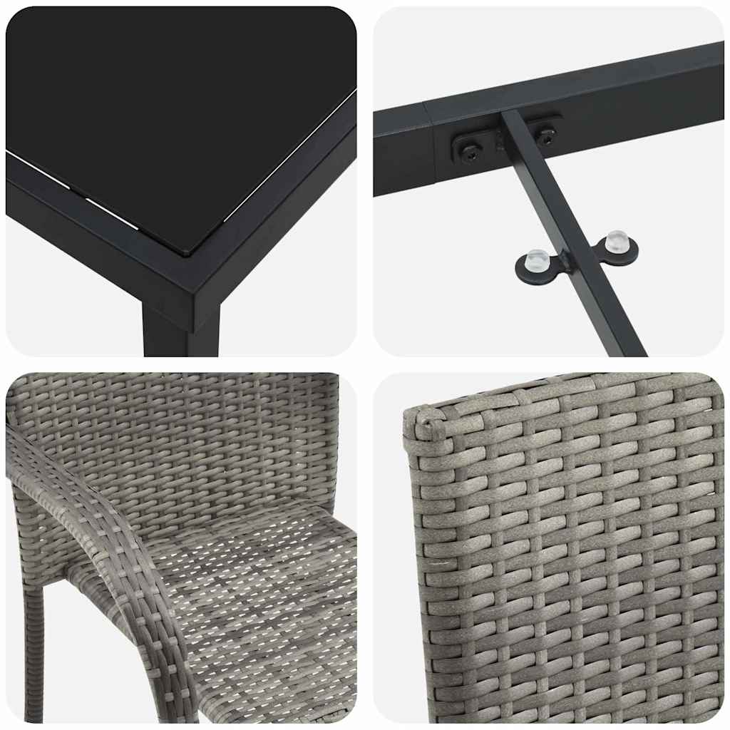 Conjunto de Comedor de Jardín 3 pcs Gris
