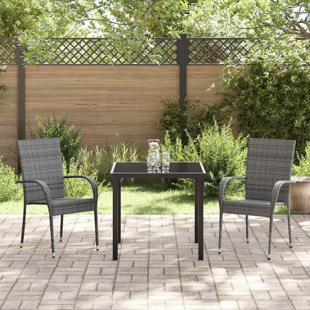 Conjunto de Comedor de Jardín 3 pcs Gris